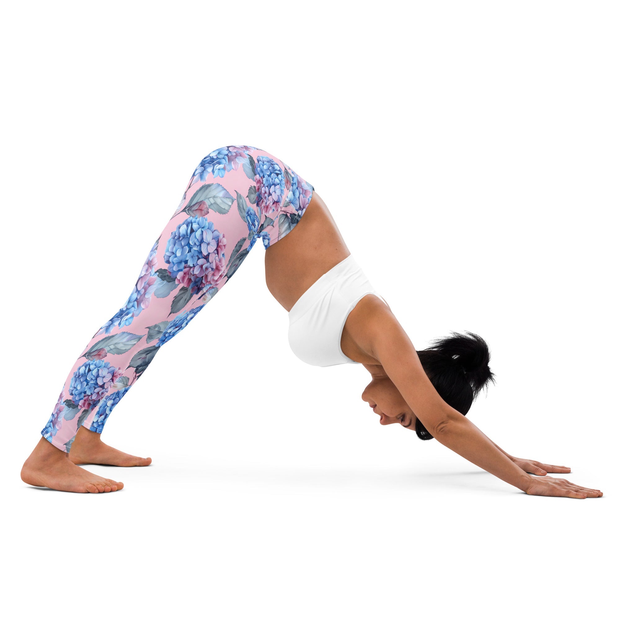 [Floral Bloom] Blushing Hydrangea Yoga Leggings