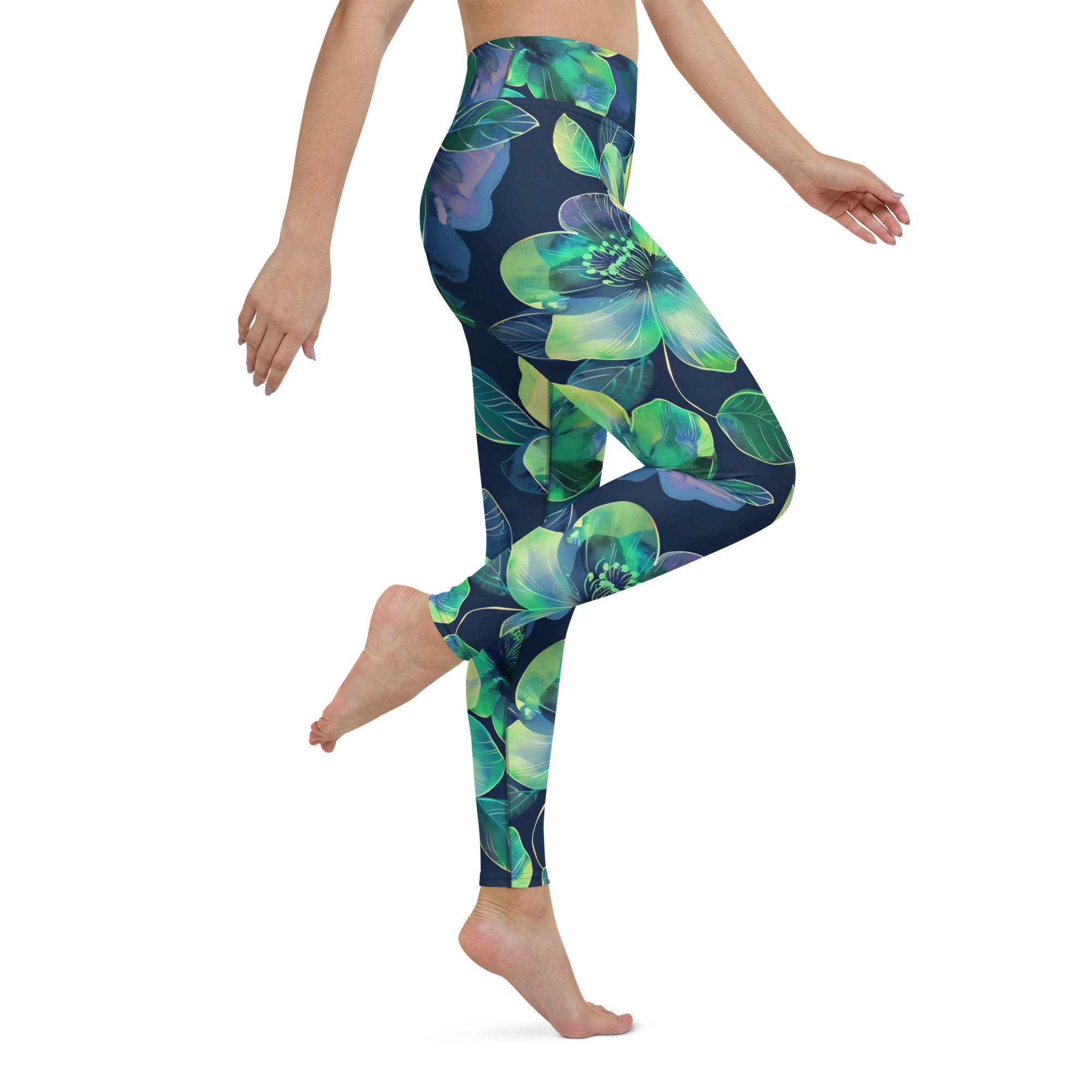[Floral Bloom] Electric Flora Yoga Leggings