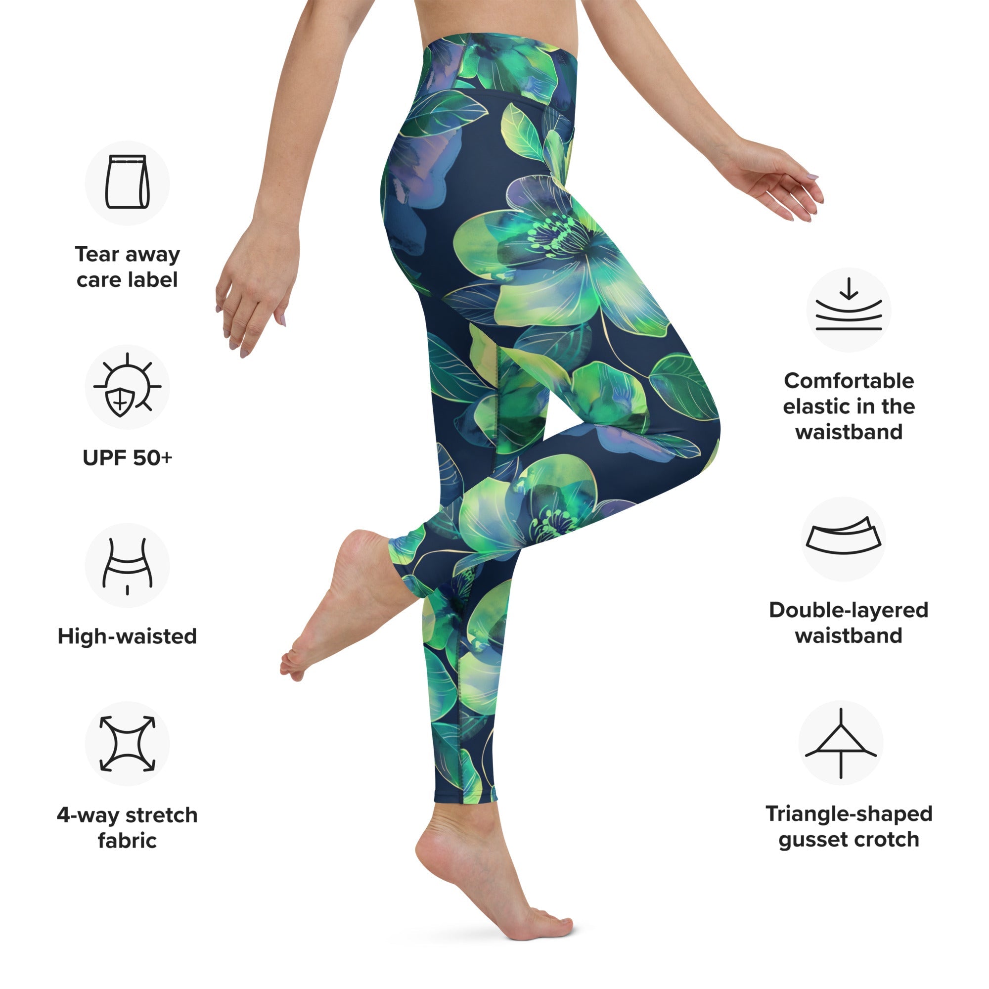 [Floral Bloom] Electric Flora Yoga Leggings
