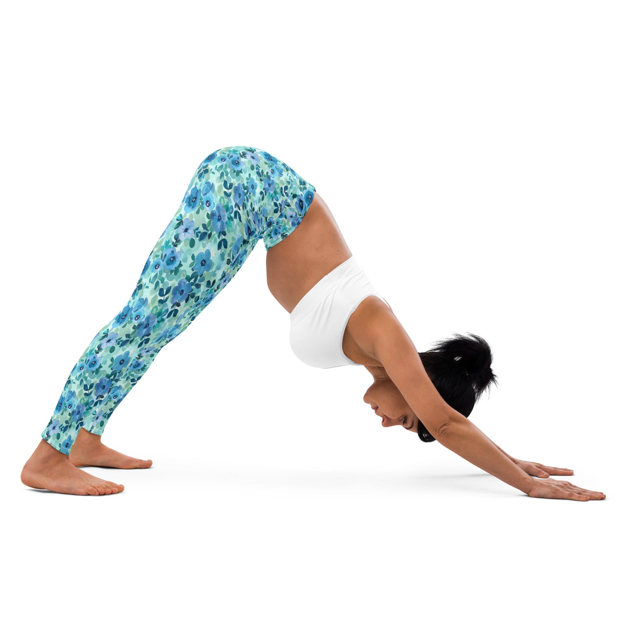 [Floral Bloom] Azure Meadow Yoga Leggings