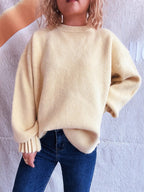Round Neck Dropped Shoulder Sweater