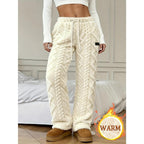 Jacquard Fabric Drawstring Lined Pants