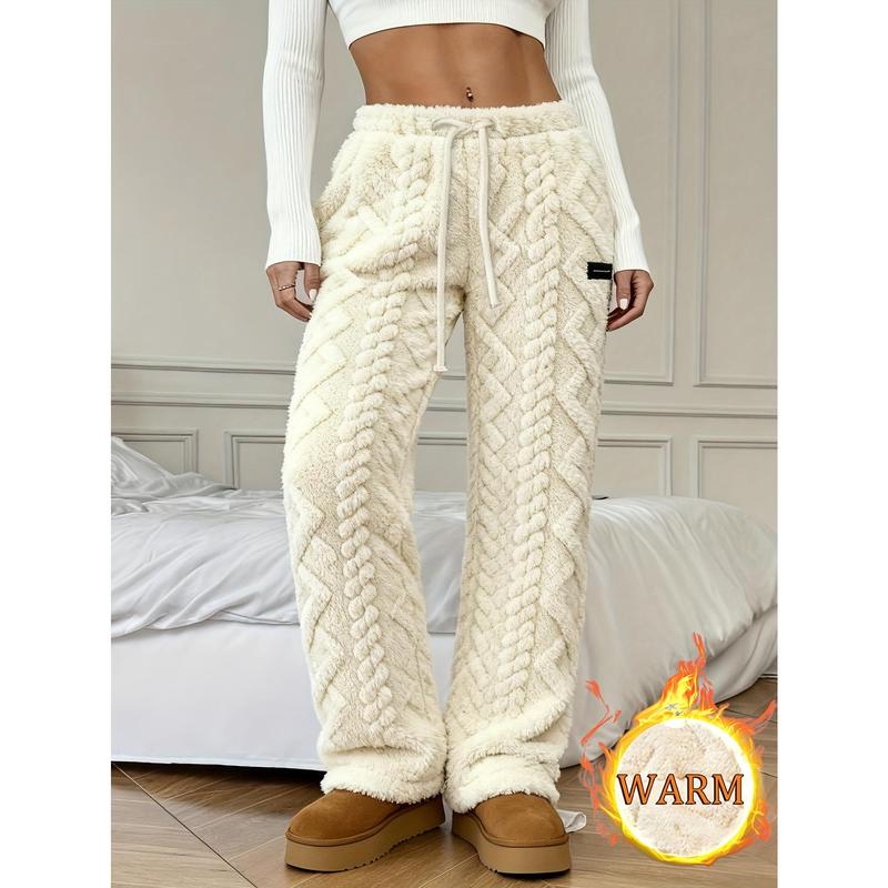 Jacquard Fabric Drawstring Lined Pants