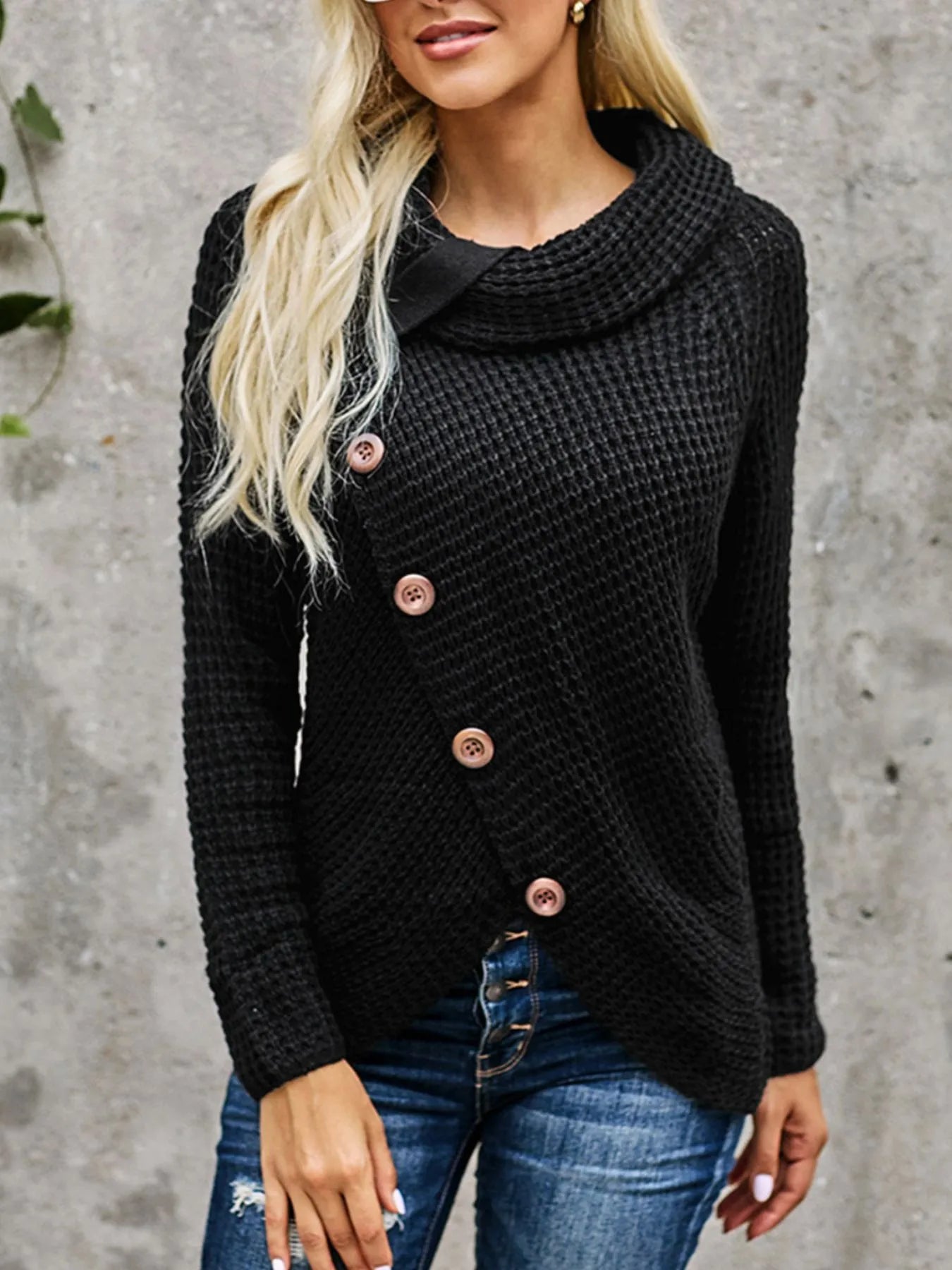 Full Size Texture Turtleneck Long Sleeve Sweater Plus Size