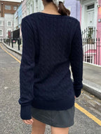 Cable Knit V-Neck Sweater