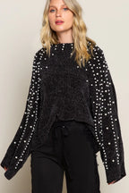POL Oversized Pearl Embellished Sweater