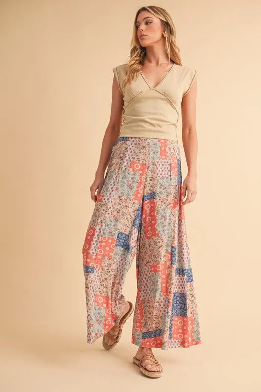 Aemi+Co Printed Wide Leg Pants