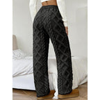 Jacquard Fabric Drawstring Lined Pants
