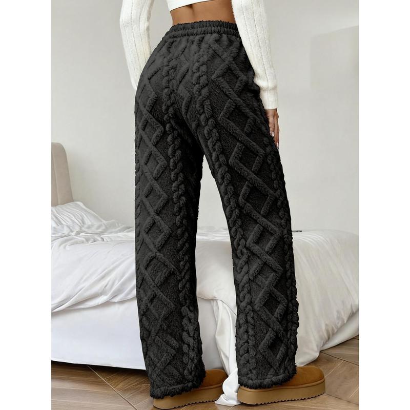 Jacquard Fabric Drawstring Lined Pants