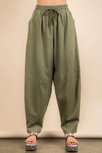 VERY J Solid Barrel Comfy Woven Pants