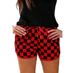 Women's Checkered Drawstring Casual Summer Shorts