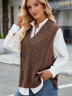Cable Knit V-Neck Sweater Vest