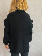 Ruffled Turtleneck Long Sleeve Sweater