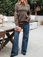Geometric Round Neck Long Sleeve Sweater