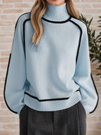 Contrast Trim Turtleneck Sweater