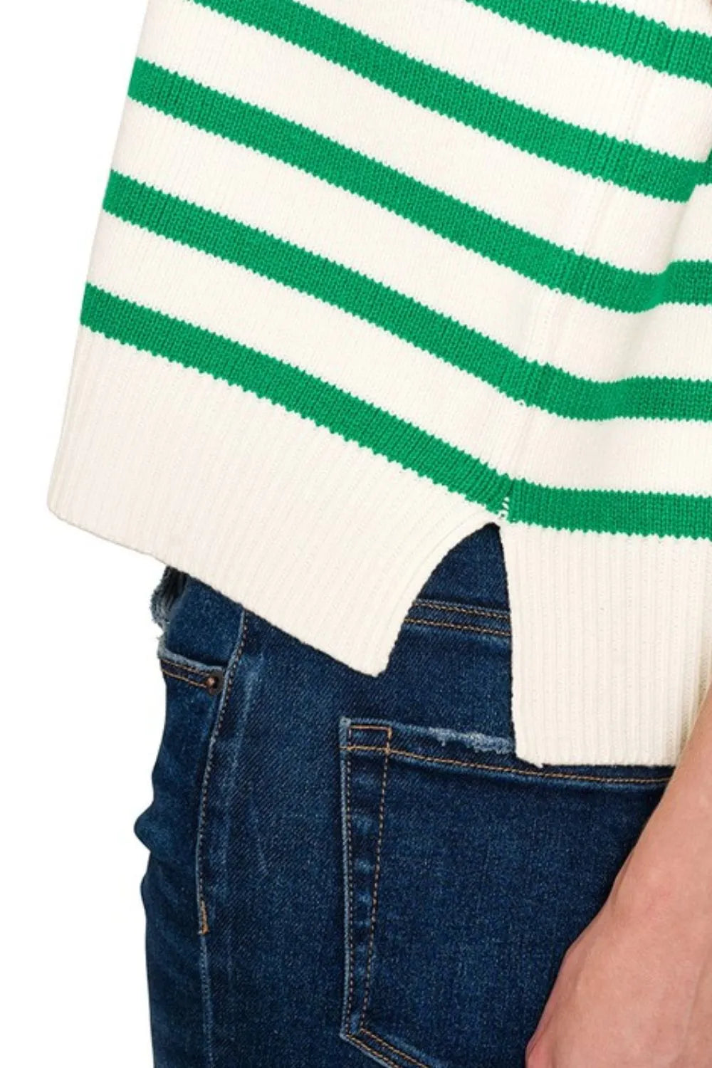 Zenana Oversized Crew Neck Stripe Sweater Vest