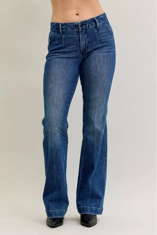 Judy Blue Full Size Mid Rise Bootcut Jeans with Welt Pockets Plus Size