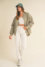MABLE Back Ruched Utiltiy Bomber Jacket