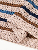 Multicolour Striped Knitted Drop Shoulder Round Neck Sweater