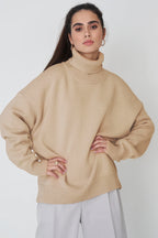 Turtle Neck Dropped Shoulder Sweater