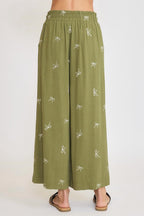 Umgee Full Size Lace Drawstring Embroidered Bow Wide Leg Pants Plus Size