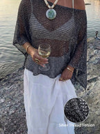 Sequin Hollow-out Knit Summer Top