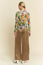 Davi & Dani Crinkled Textured Wide Leg Pants