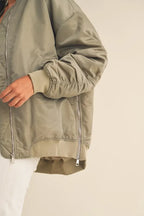 MABLE Back Ruched Utiltiy Bomber Jacket