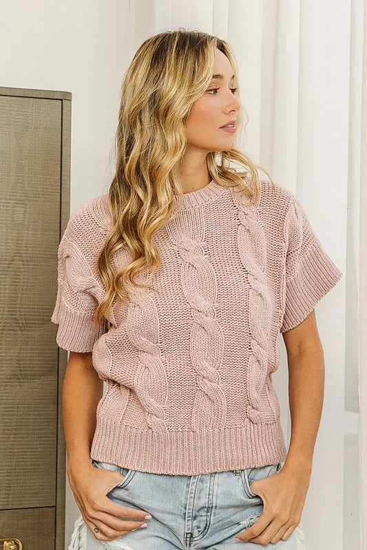 BiBi Cable Knit Textured Sweater Top
