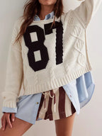 Number 81 Oversized Cable Knit Sweater