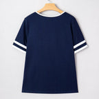 Women's Contrast Trim V-Neck Short Sleeve Tee