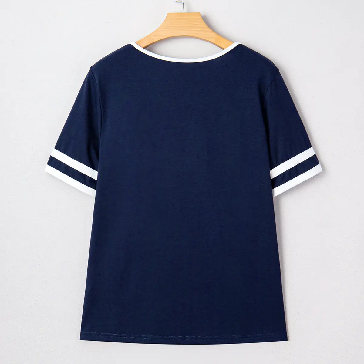 Women's Contrast Trim V-Neck Short Sleeve Tee