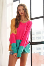 ADORA Loose Fit Colorblock Sweater Oversized