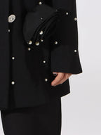 Pearl Embellished Double-Breasted Blazer