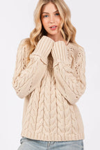 SAGE + FIG Cable-Knit Long Sleeve Sweater