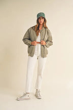 MABLE Back Ruched Utiltiy Bomber Jacket