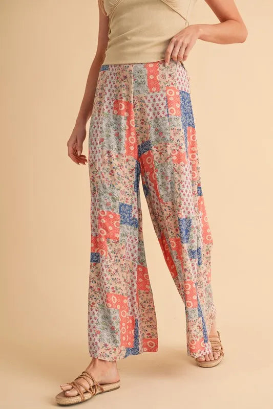 Aemi+Co Printed Wide Leg Pants