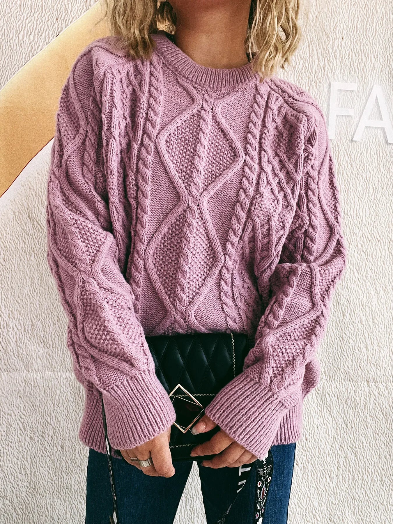 Cable Knit Long Sleeve Sweater