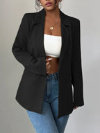 One Button Lapel Collar Blazer