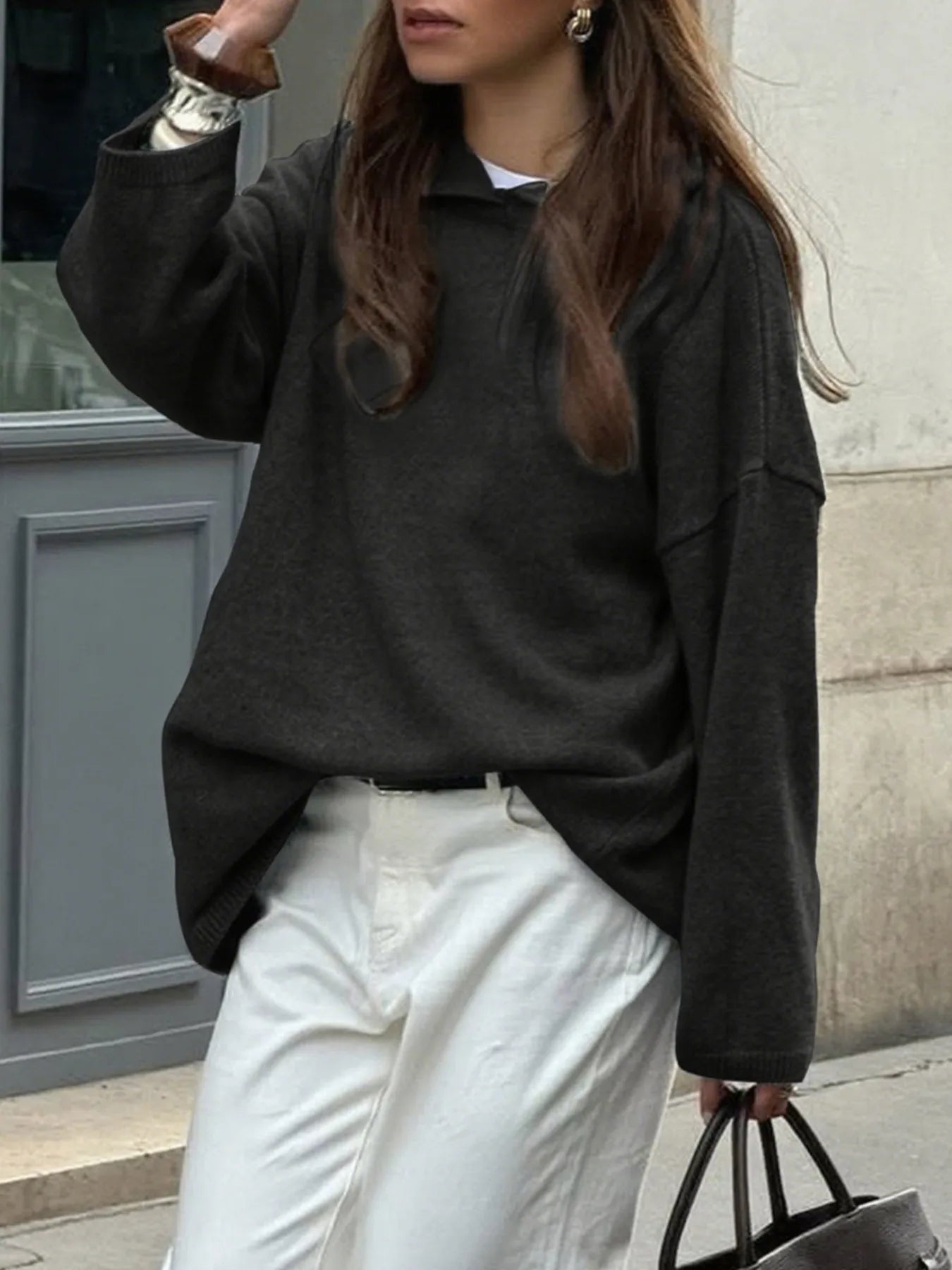 Oversized Long Sleeve Hooded Sweater