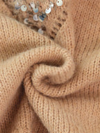 Sequined Diamond Pattern Oversized Sweater
