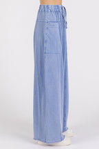Mittoshop Mineral Wash Elastic Waist Baarrel Leg Baggy Pants