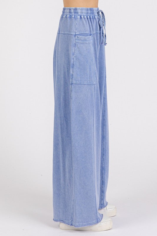 Mittoshop Mineral Wash Elastic Waist Baarrel Leg Baggy Pants