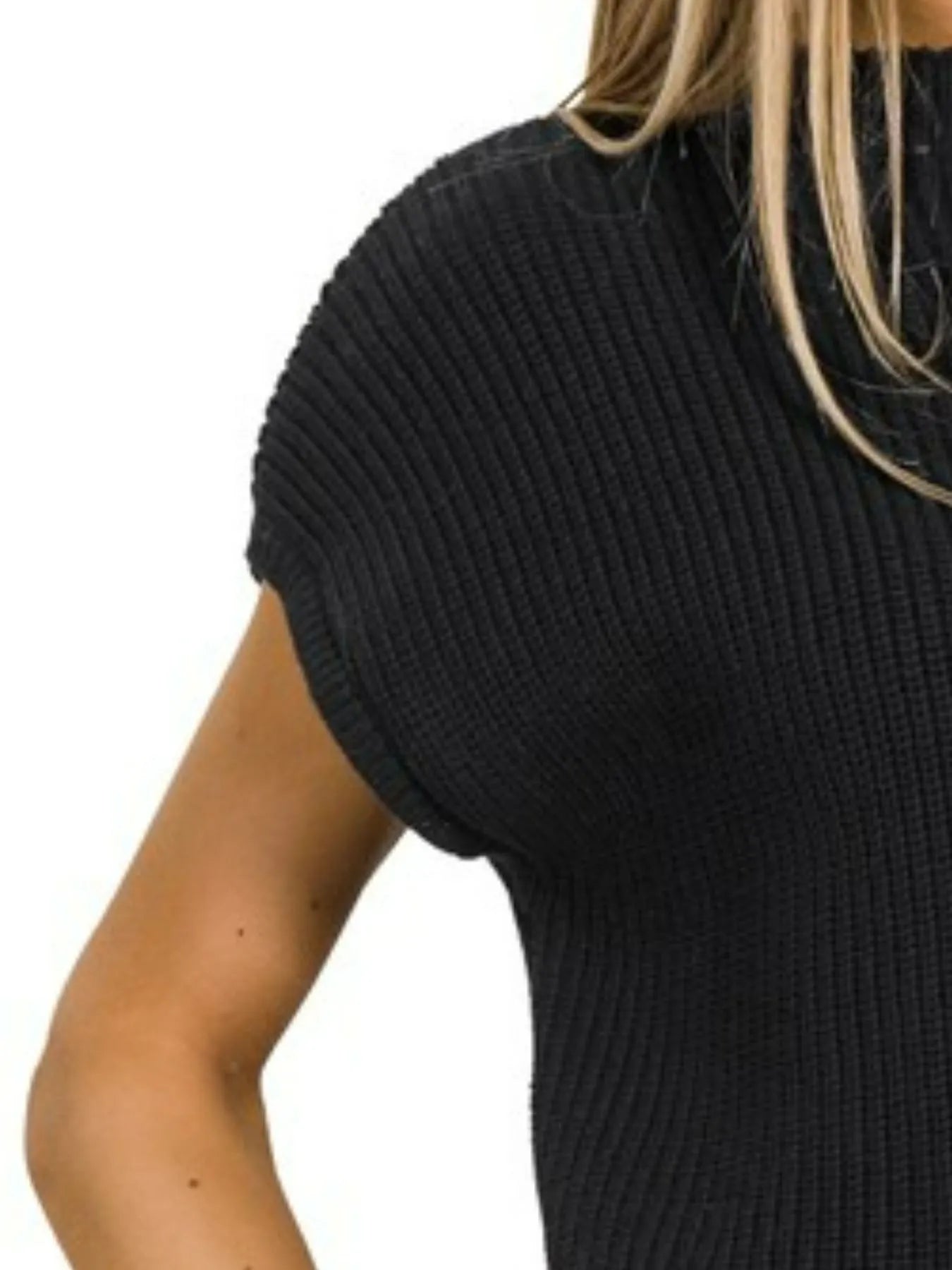 Zenana Mock Neck Short Sleeve Sweater