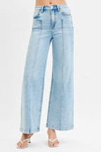 RISEN Full Size High Waist Wide Leg Pintuck Detailed Plus Size