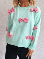 Bow Round Neck Long Sleeve Sweater
