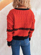 Cable Knit V-Neck Sweater