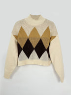 Diamond Pattern Turtleneck Sweater