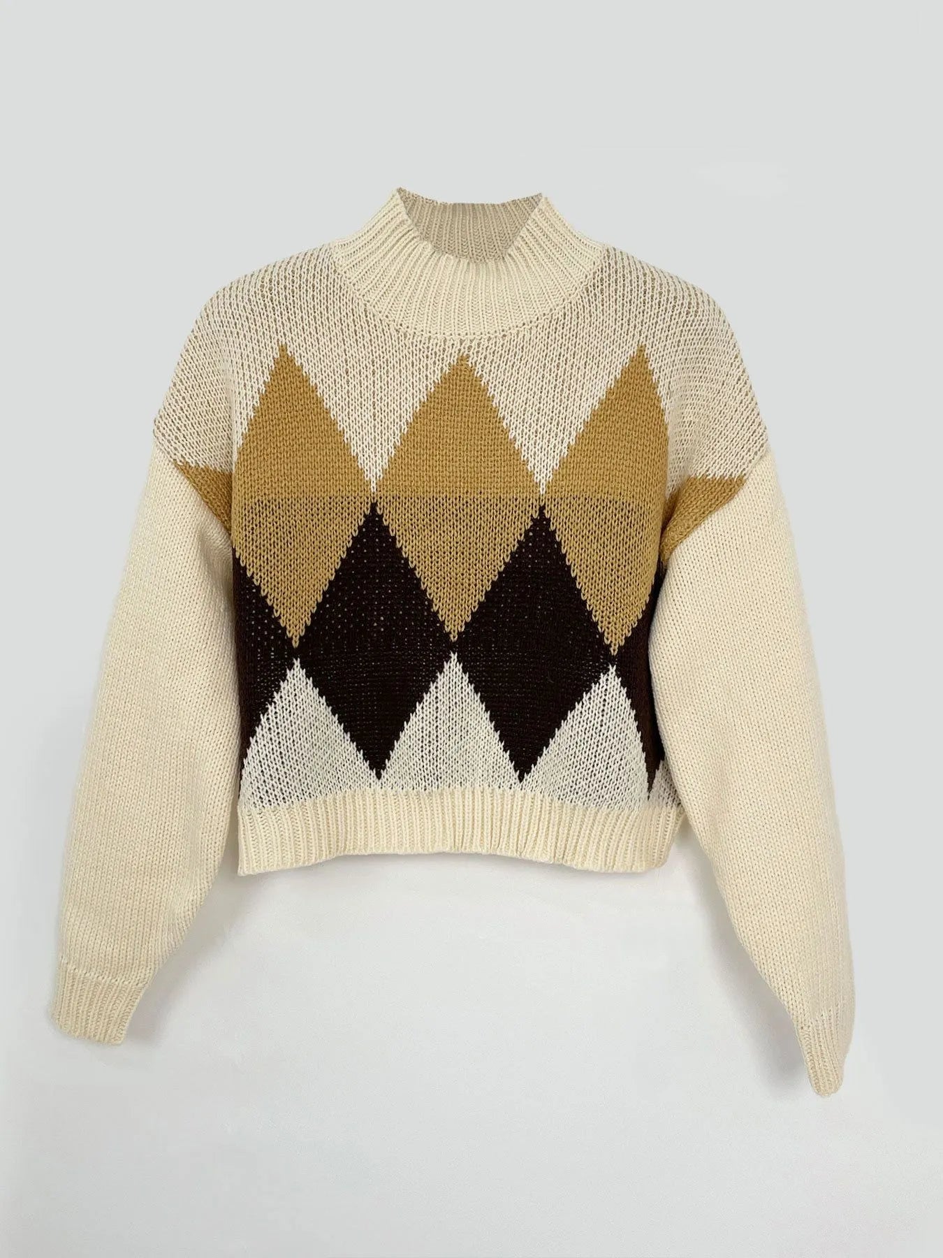 Diamond Pattern Turtleneck Sweater