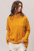 BiBi Piper Rib Double Pocket Turtle Neck Sweater